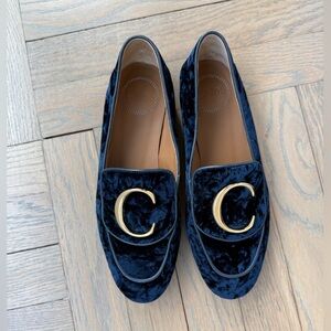 Chloe Navy Velvet Loafers